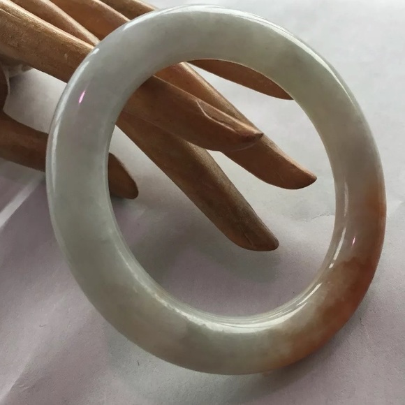 E901) CELEDON GREEN/RED antiqu BURMA JADITE bangle